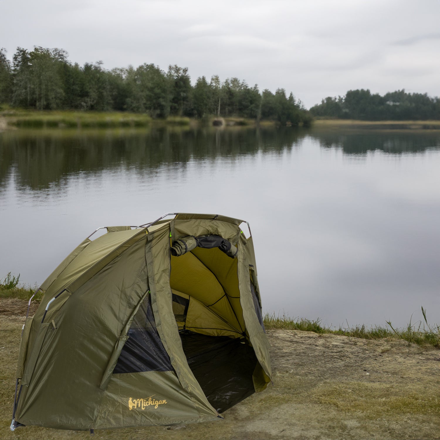 Michigan 1-2 Man Bivvy Brolly Shelter, Carp Fishing Overnight Waterproof Tent