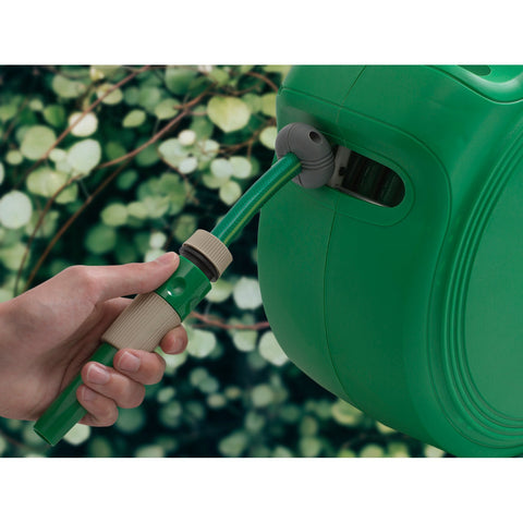 Woodside 30m Auto Rewind Retractable Wall Mounted Garden Hose Reel