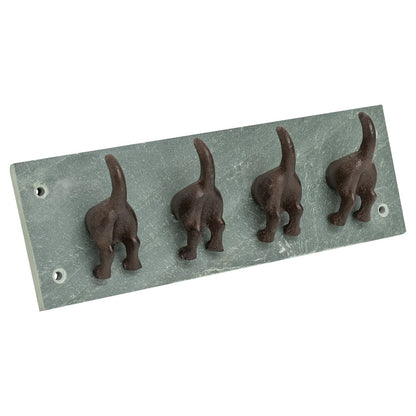 Woodside Cast Iron/Slate Dog Tail Coat Hanging Hooks, Wall Mounted Key Rack