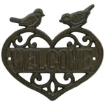 Woodside Decorative Cast Iron Heart Shape Wall Mounted Garden/Home Welcome Sign