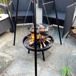 Woodside Adjustable Garden Tripod Barbecue Cooking Grill Portable BBQ Fire Pit