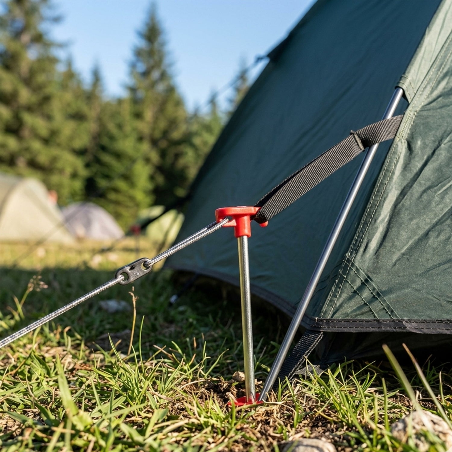 Andes 12pc Heavy Duty Galvanised Tent Peg Set 25cm Nail Style Ground Pegs with Carry Bag