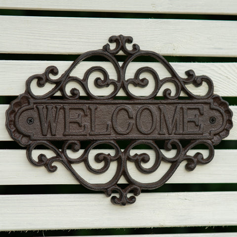 Woodside Decorative Cast Iron Wall Mounted Garden/Home Welcome Sign