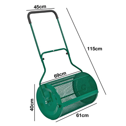 Woodside 76L Lawn Compost Spreader Top Dress Soil/Fertiliser/Seed Heavy Duty Garden Roller