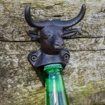 Woodside Wall Mounted Cast Iron Bull Head Beer Bottle Opener, Rustic/Antique