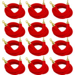 Hausen Red Velvet Barrier Rope Gold 12 Pack – Premium 1.5m Velvet Queue Barrier Ropes with Gold Clips for Events, Venues, Hotels and Exhibitions