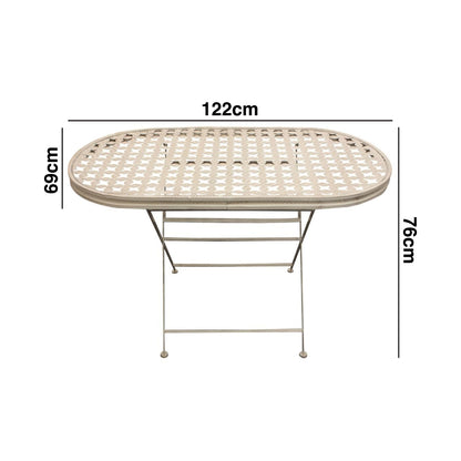 Woodside Ostend Oval Folding Metal Garden Patio Dining Table Outdoor Furniture