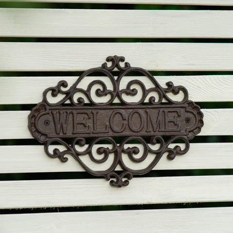 Woodside Decorative Cast Iron Wall Mounted Garden/Home Welcome Sign