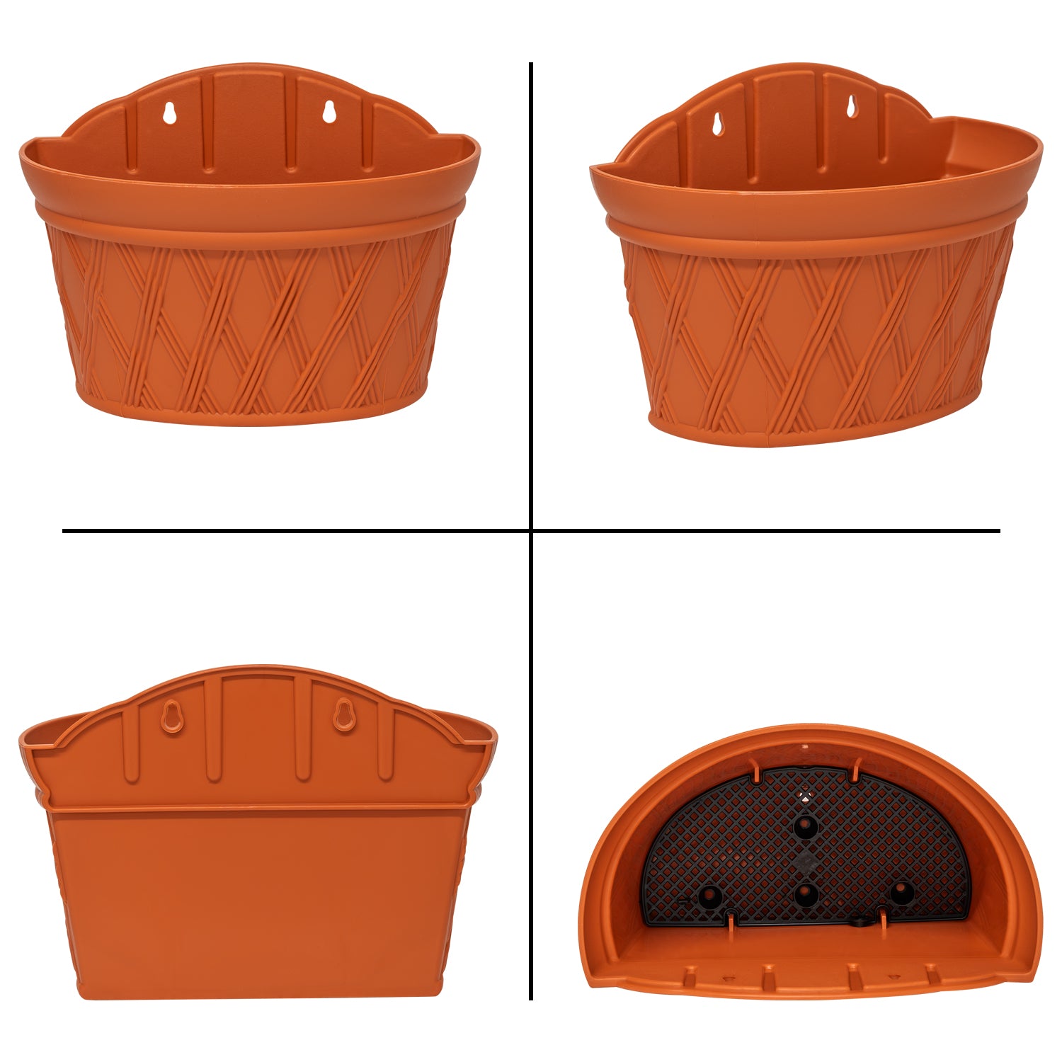 Woodside Plastic Hanging Semi Circle Wall Planters/Flower Window Boxes, Pack of 3