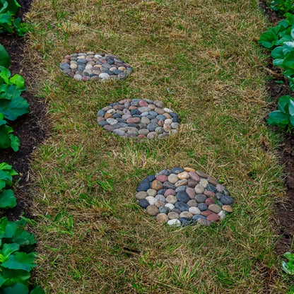 Woodside 33cm Decorative Garden Pathway Round Stepping Stones, Pack of 3