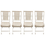 Woodside Ostend 4 x Square Folding Metal Garden Patio Dining Chairs Outdoor Furniture