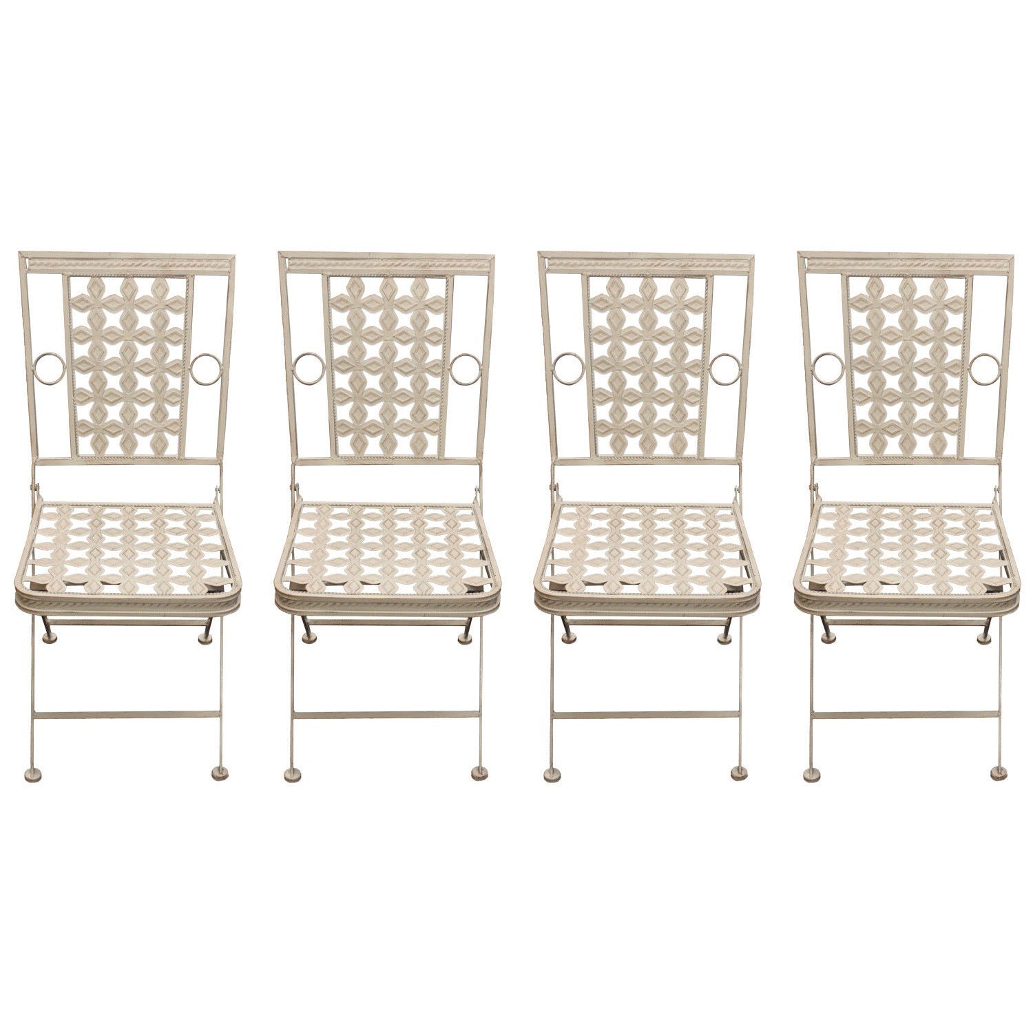 Woodside Ostend 4 x Square Folding Metal Garden Patio Dining Chairs Outdoor Furniture