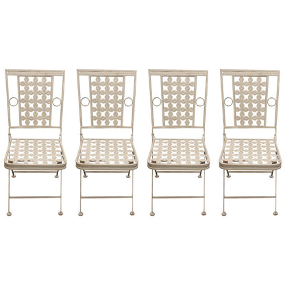 Woodside Ostend 4 x Square Folding Metal Garden Patio Dining Chairs Outdoor Furniture