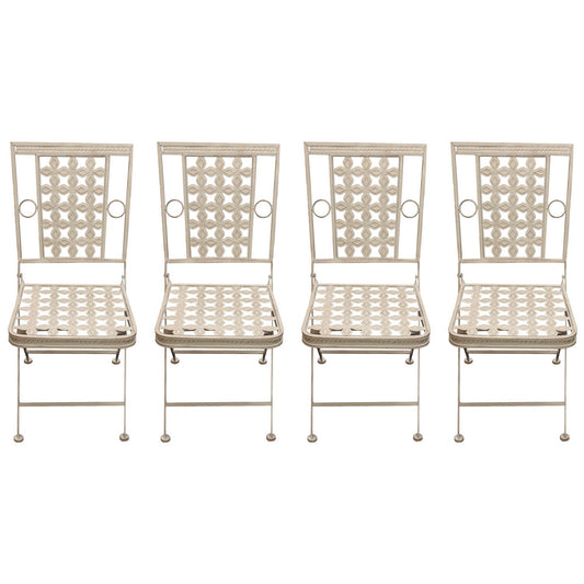 Woodside Ostend 4 x Square Folding Metal Garden Patio Dining Chairs Outdoor Furniture