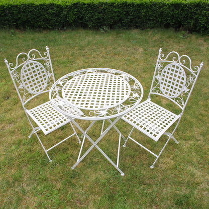 Maribelle Folding Garden Patio Furniture Set Round Table And Two Square Chairs