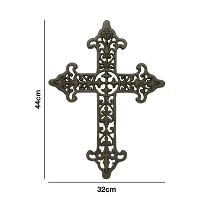 Woodside Cast Iron Home/Garden Cross Wall Mounted Decoration, Indoor/Outdoor