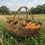 Woodside Natural Willow Garden Trug Basket with Folding Handles – Lightweight Harvesting Basket for Fruit, Veg, Herbs & Flowers