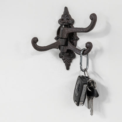 Woodside 3-in-1 Decorative Cast Iron Swivel Coat/Hat/Key Hanger Wall Hooks x 2