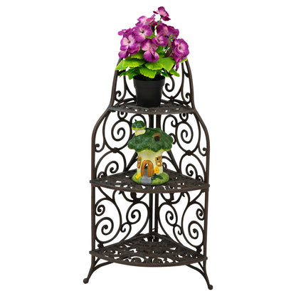 Woodside 3 Tier Cast Iron Indoor/Outdoor Heavy Duty Garden Plant & Flower Stand