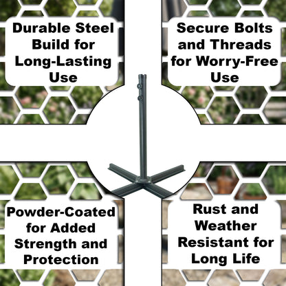 Woodside Heavy Duty Cantilever Parasol Base Stand Steel 100x100cm Garden Umbrella Base Fits 5cm Pole Outdoor Use