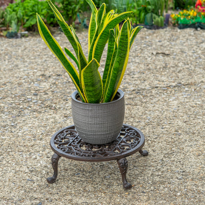 Woodside Round Cast Iron Indoor/Outdoor Heavy Duty Garden Plant Pot Stand, 11inch