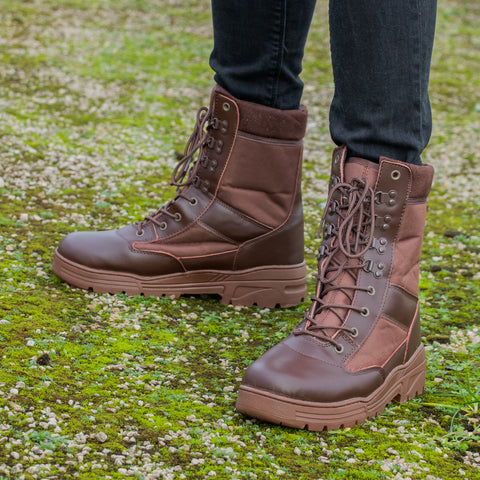 Nitehawk Army/Military Patrol Brown Leather Combat Boots Outdoor Cadet Security