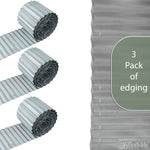 Woodside Galvanised Steel Lawn/Path Border Edging Flexible Fence Rolls - 3 Pack - 15m Total Length