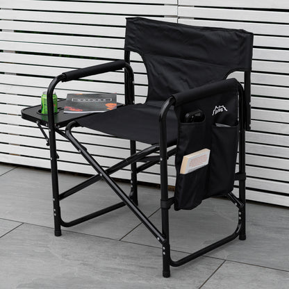 Andes Folding Camping Garden Chair, Aluminium Fishing Directors Chair with Side Table x 2