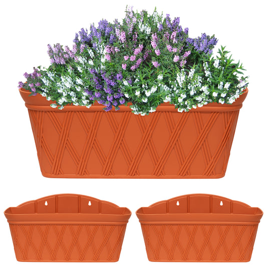 Woodside Plastic Hanging Rectangle Wall Planters/Flower Window Boxes, Pack of 3