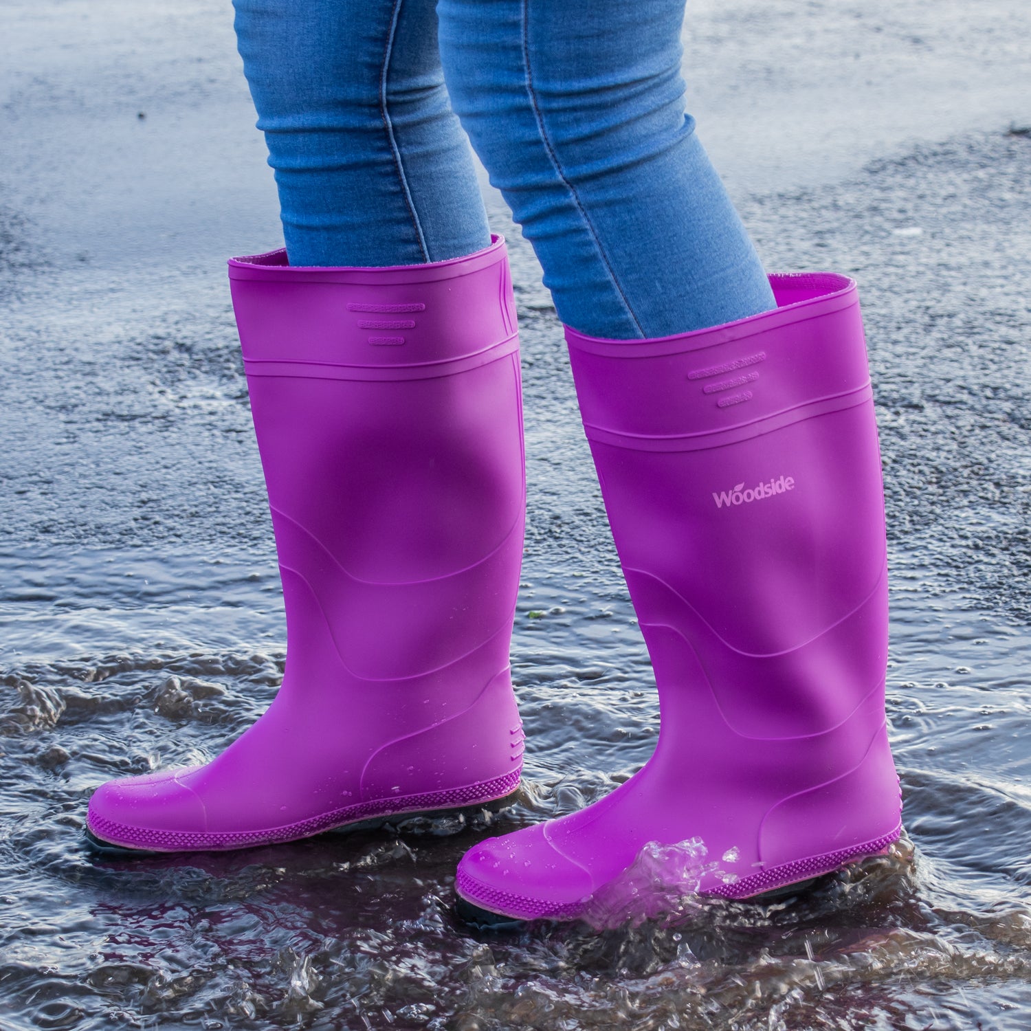 Woodside Waterproof Wellington Boots PURPLE