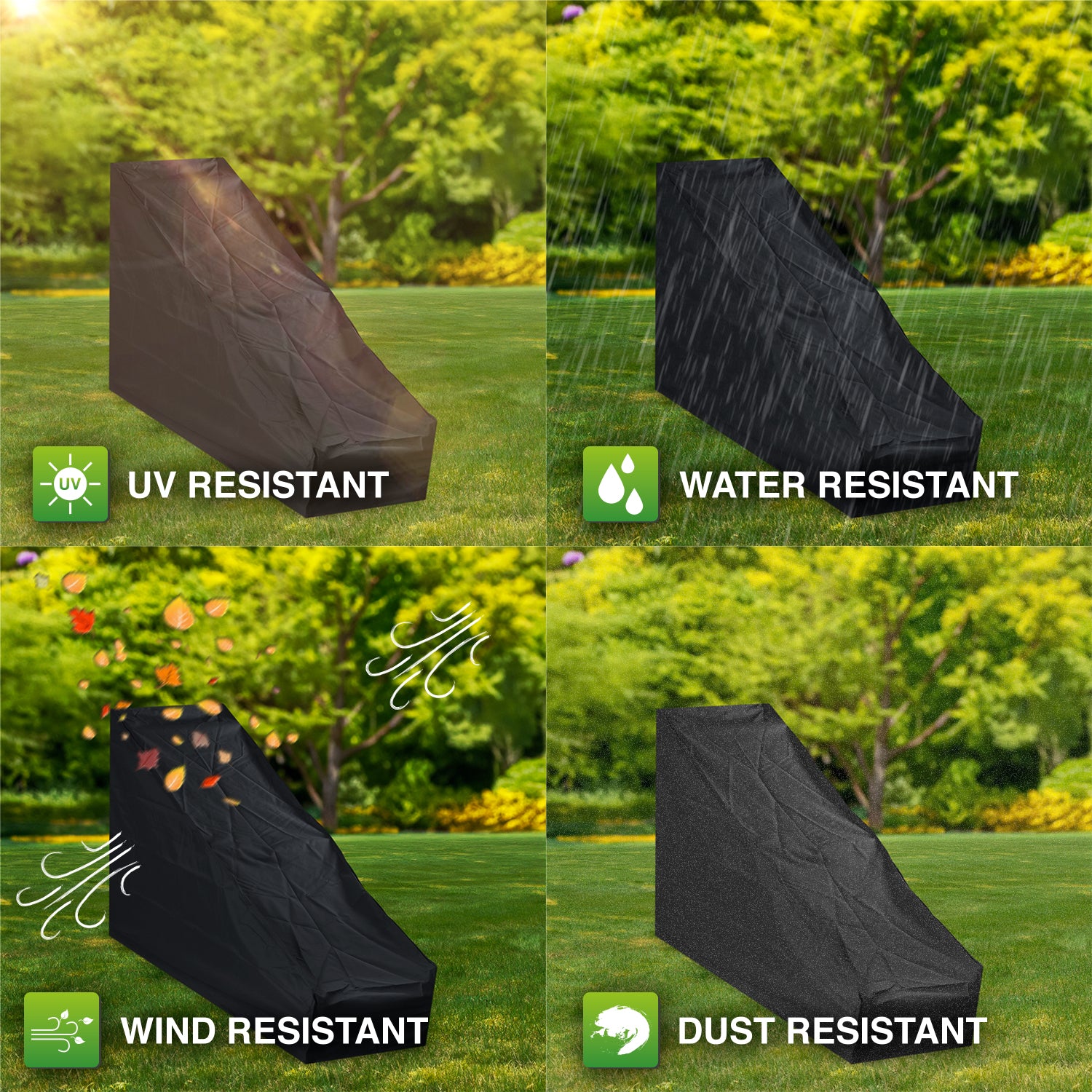 Woodside Black Waterproof Outdoor Large Protective Lawn Mower Cover