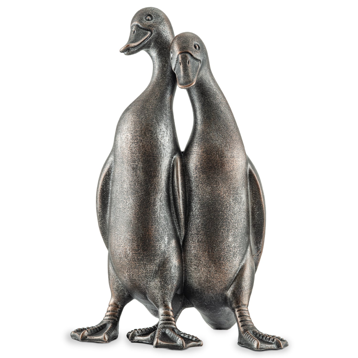 Woodside Large Standing Ducks Garden Ornament Pair Decorative Bronze Effect Resin Duck Statues