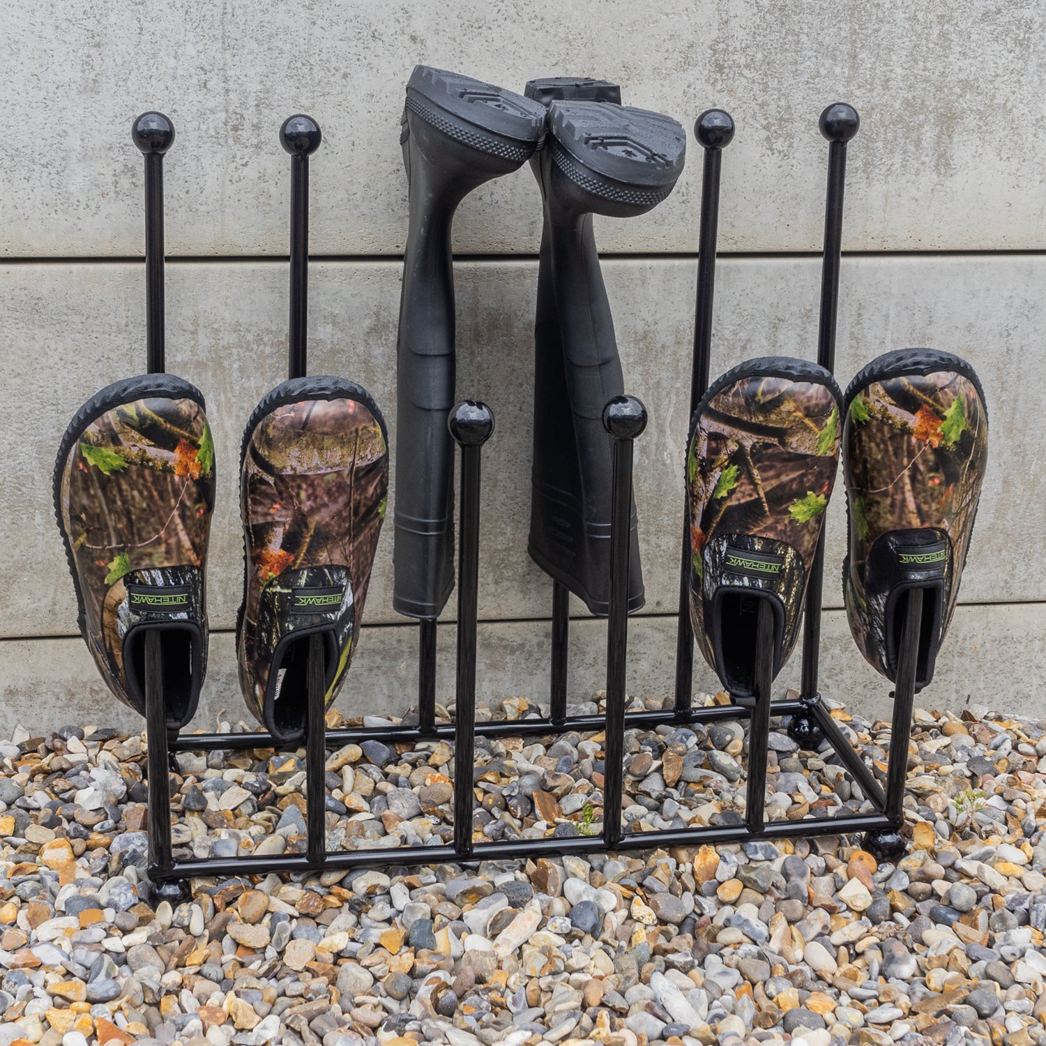 Woodside Morston Steel Wellington Boot Rack/Walking Boot Storage Stand, Indoor & Outdoor