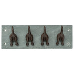 Woodside Cast Iron/Slate Dog Tail Coat Hanging Hooks, Wall Mounted Key Rack