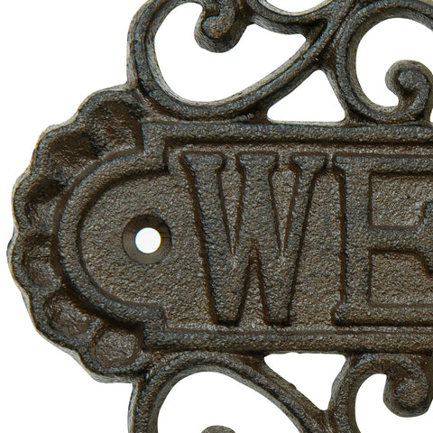 Woodside Decorative Cast Iron Wall Mounted Garden/Home Welcome Sign