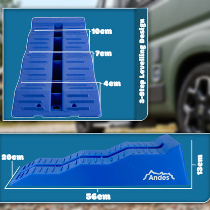 Andes Caravan Levelling Ramp 2 Pack – Heavy Duty 5 Ton Levellers for Caravans, Campervans & Motorhomes