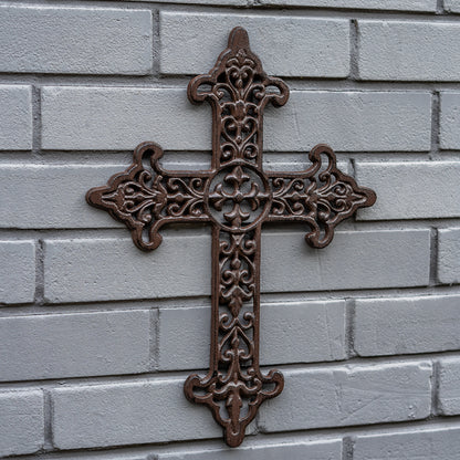 Woodside Cast Iron Home/Garden Cross Wall Mounted Decoration, Indoor/Outdoor