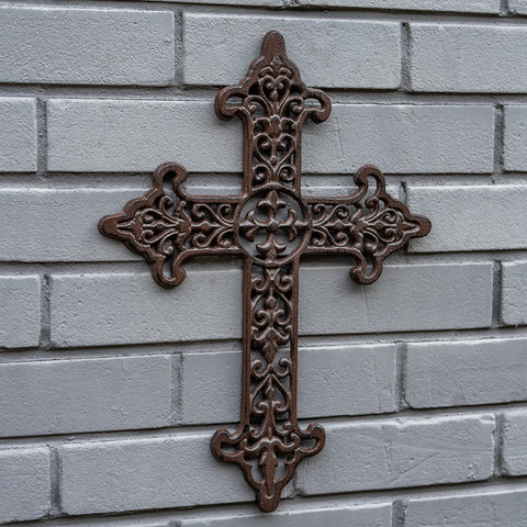 Woodside Cast Iron Home/Garden Cross Wall Mounted Decoration, Indoor/Outdoor