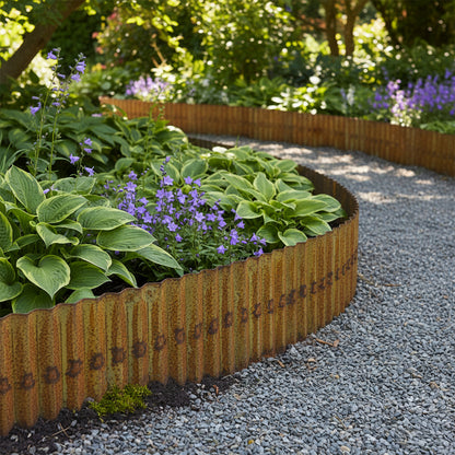 Woodside Metal Garden Border Edging 5m x 16.5cm Decorative Rusted Finish for Lawn/Pathways