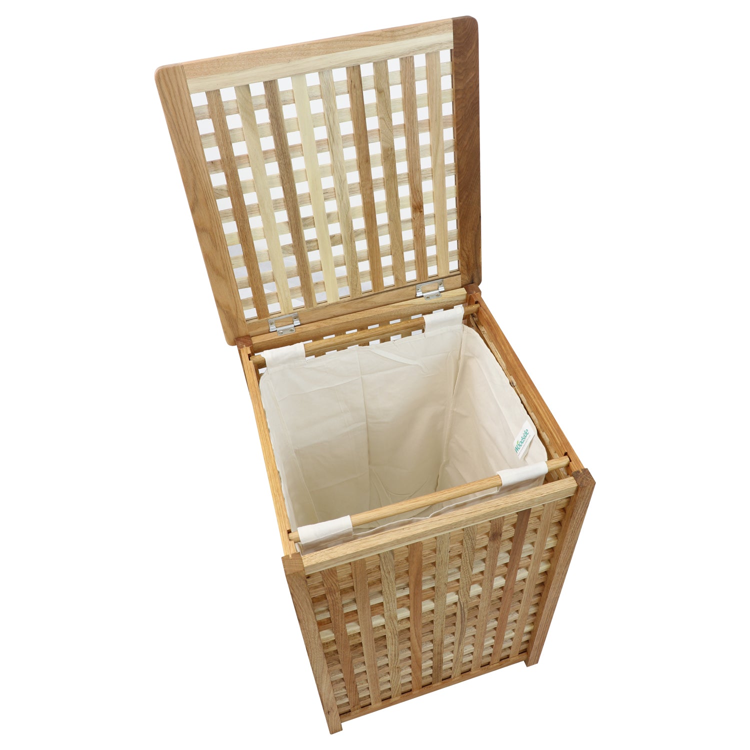 Woodside Large 80L Walnut Wood Lattice Laundry Basket/Bin Storage Box