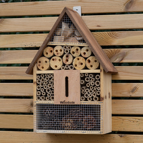 Woodside Wooden Insect Bee House Natural Wood Bug Hotel Shelter Garden Nest Box