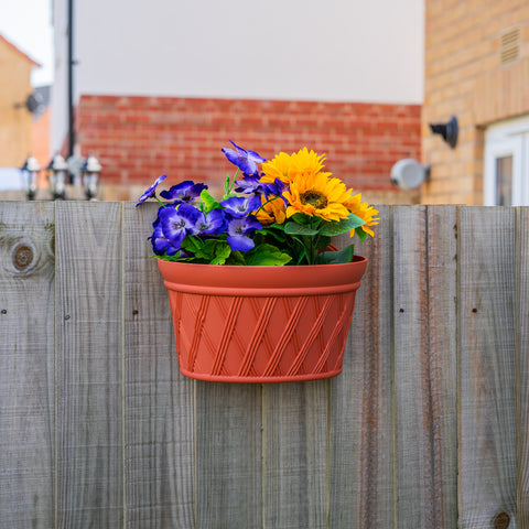 Woodside Plastic Hanging Semi Circle Wall Planters/Flower Window Boxes, Pack of 3