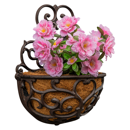 Woodside Cast Iron Wall Mounted Hanging Garden Planter Basket with Coco Liner