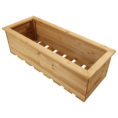 Woodside Reedham Stained Wooden Garden Trough Planter/Flower Trough Box, 95 Litres