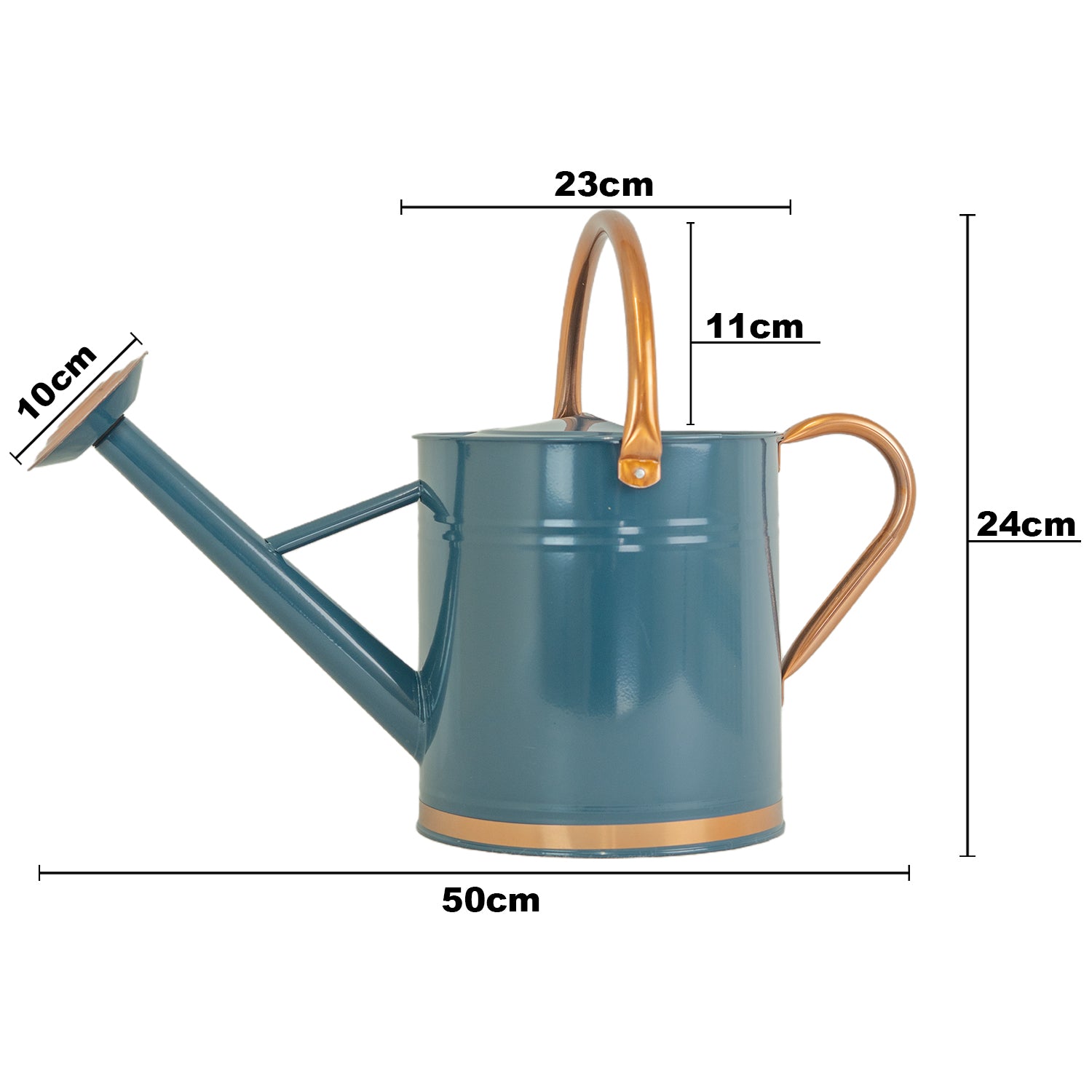 Woodside 9L Teal Metal Watering Can – Heavy Duty Garden Watering Can with Detachable Rose
