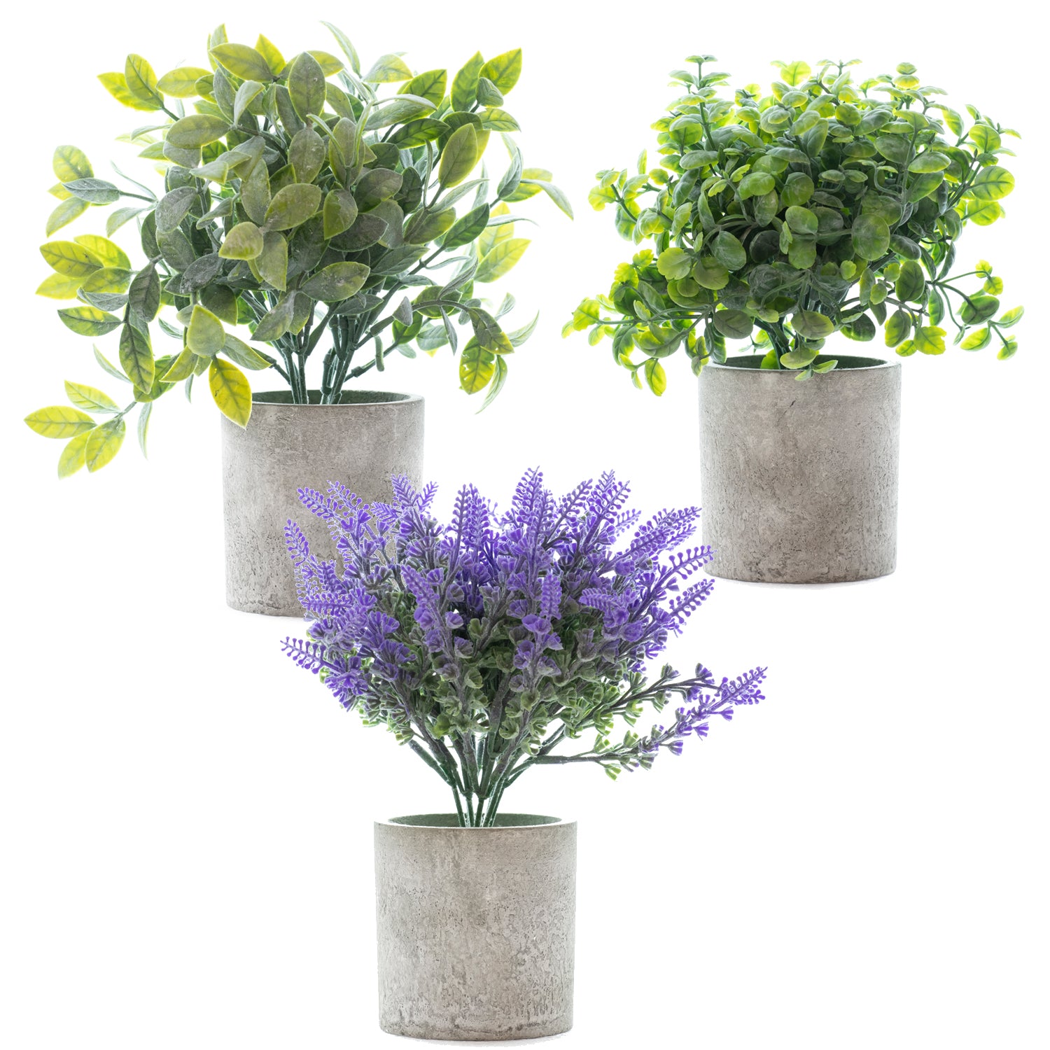 Woodside Pack of 3 Mini Potted Artificial Indoor Home & Office Plants