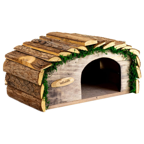 Woodside Hedgehog House & Hibernation Shelter with Bark Roof, Predator Proof Outdoor Habitat