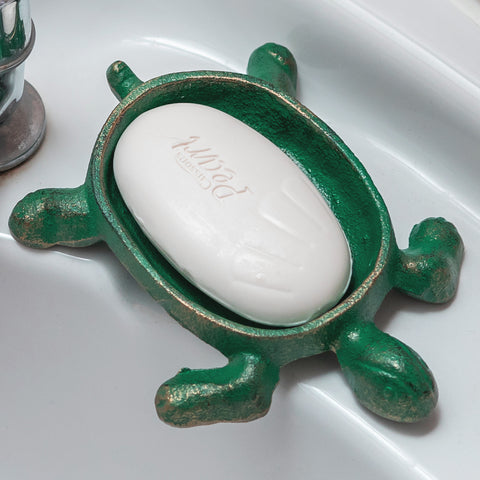 Woodside Decorative Tortoise/Turtle Shaped Cast Iron Soap Dish Holder Tray, Antique/Rustic