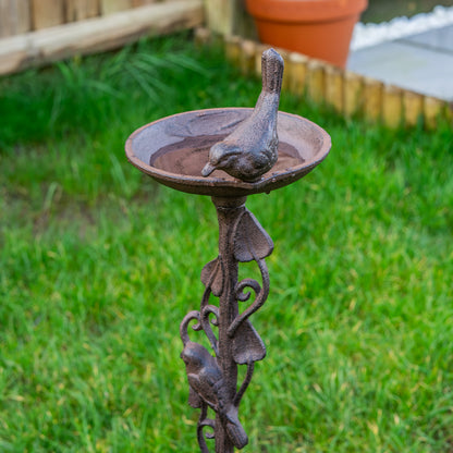 Woodside Cast Iron Decorative Ground Stake Bird Seed Feeder Garden Feeding Dish