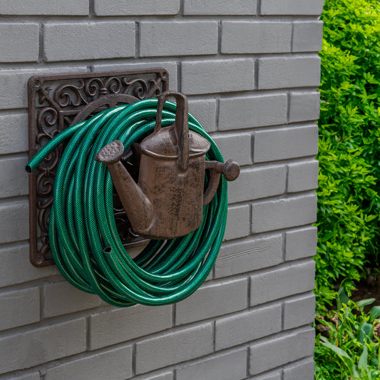 Woodside Wind Up Cast Iron Wall Mounted Garden Winding Water Hose Reel